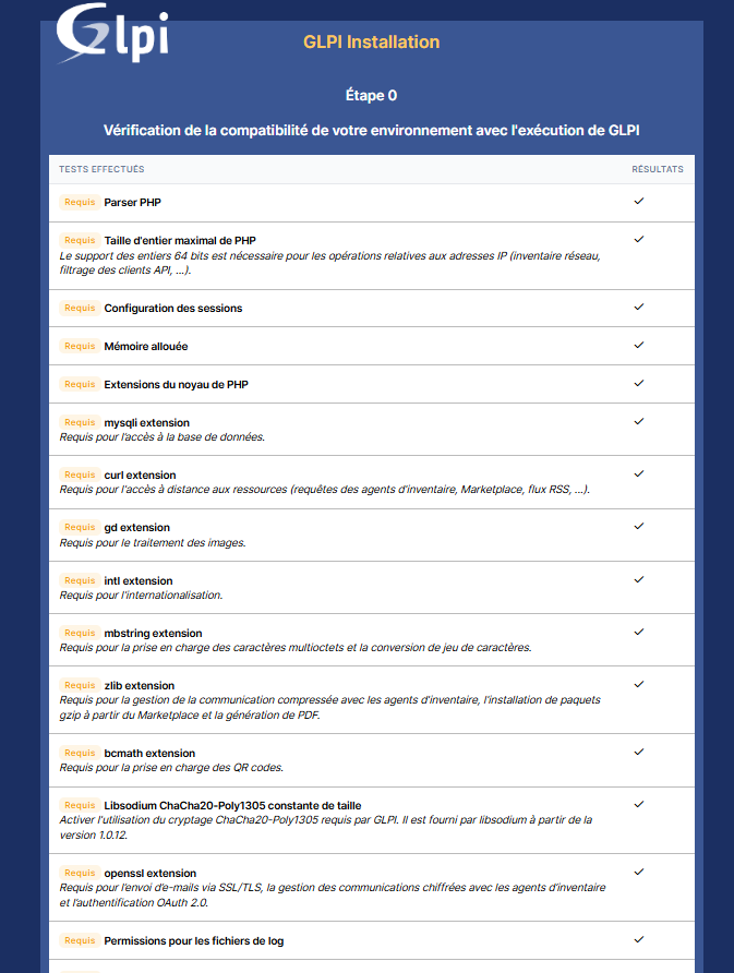 Annexe 10 - Installation GLPI étape 3