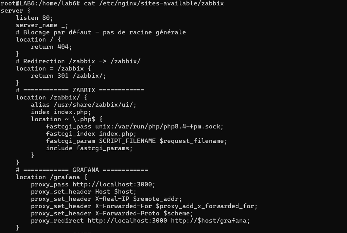 Configuration site disponible