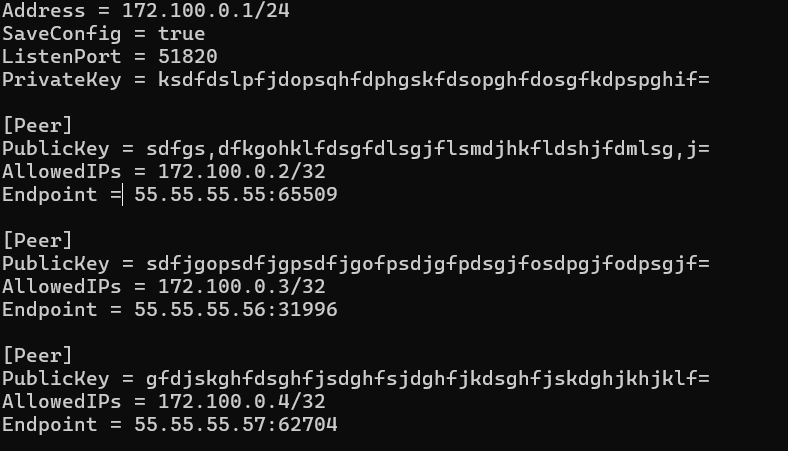 Fichier de config WireGuard