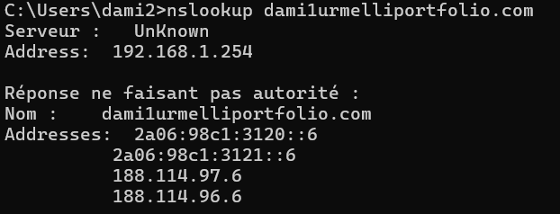 Test résolution DNS